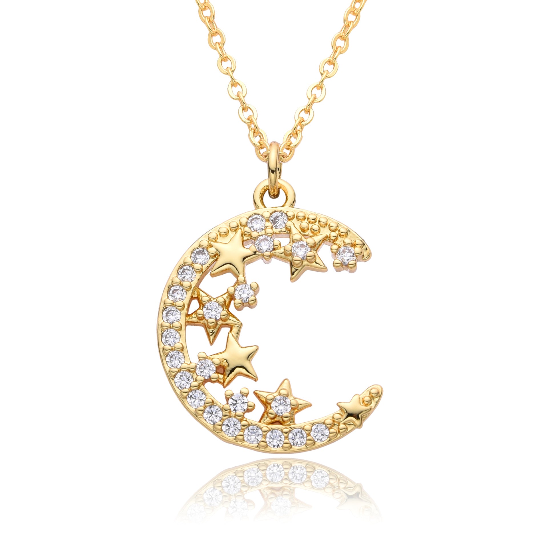 Wholesale Moon Full Diamond Necklace Clavicle Chain